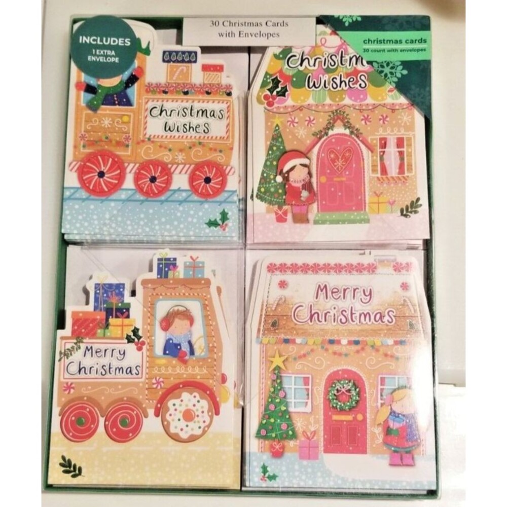 Merry Christmas Cards & Envelopes General Any One Any Age Festive & Fun 30 Count